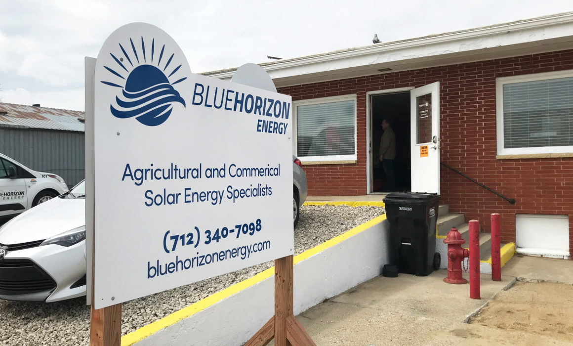 The Blue Horizon Energy office in Marcus Iowa is open to help customers lower utility costs.