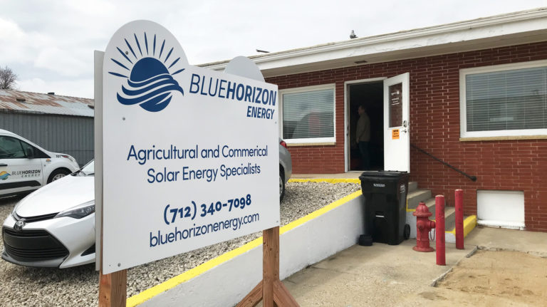 The Blue Horizon Energy office in Marcus Iowa is open to help customers lower utility costs.